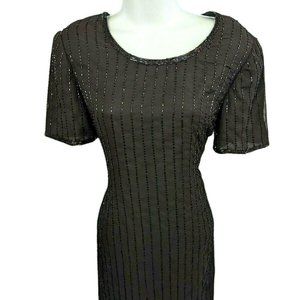 JMD Vintage Beaded Black Chiffon Dress Size S